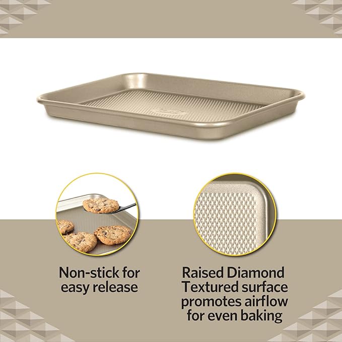 Glad Premium Nonstick Cookie Sheet – Heavy Duty Baking Pan with Raised Diamond Texture, Small