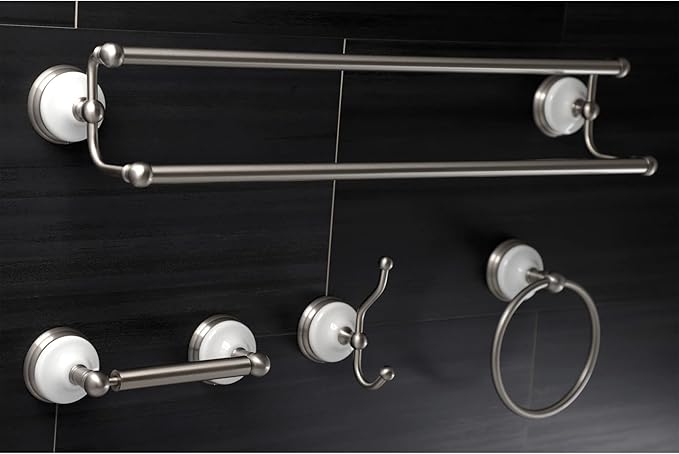Kingston Brass BAK1113478ORB Victorian 4-Pieces Dual -Towel Bar Bathroom Hardware Set, 24 inch Length, Oil Rubbed Bronze