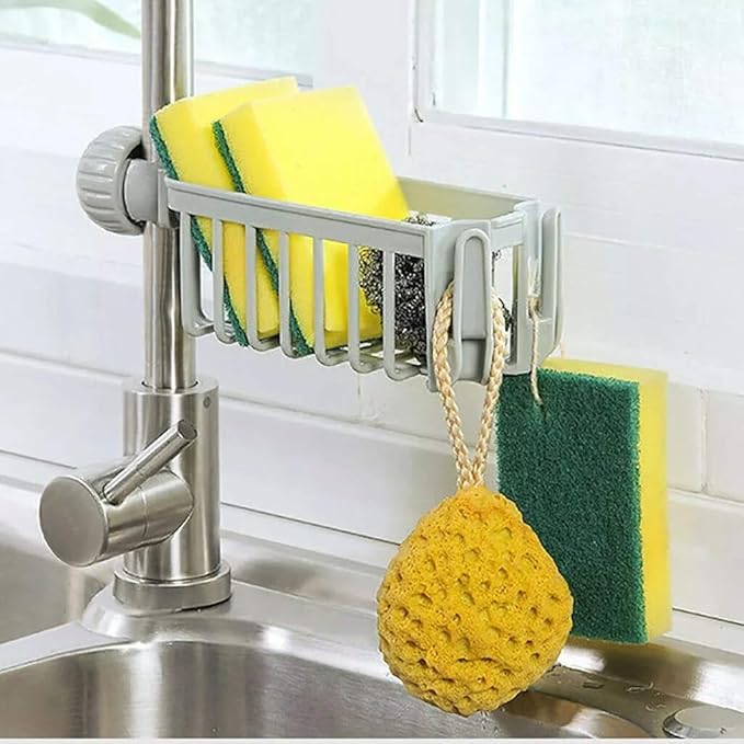 Kitchen Sink Faucet Sponge Soap Storage Organizer Cloth Drain Rack Holder Shelf (Color : B) (A)