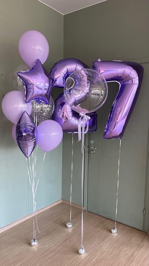 40 Inch Purple 27 Number Balloonss, Big 72 Balloons for Women Men, Birthday Party Decorations for Wedding, Celebration, Graduation, Photo Prop