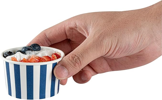 Restaurantware Blue 200 Count To Go Cup Disposable 3 x 3 x 1.8 Inches Paper Mini Cup Grease-Resistant Cup Recyclable Durable Design, Lids Sold Separately