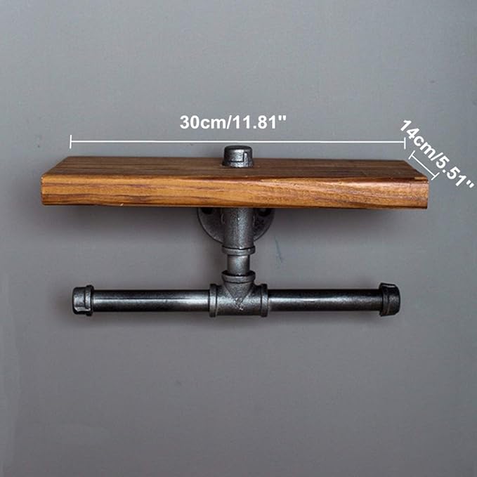 Retro Industrial Paper Towel Iron Pipe Bathroom Rack Toilet Roll Kitchen
