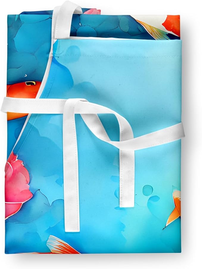 Caroline's Treasures Koi Fish Apron Cooking Kitchen Server Baking Crafts Gardening for Adult Women Men, Unisex, Large, Multicolor