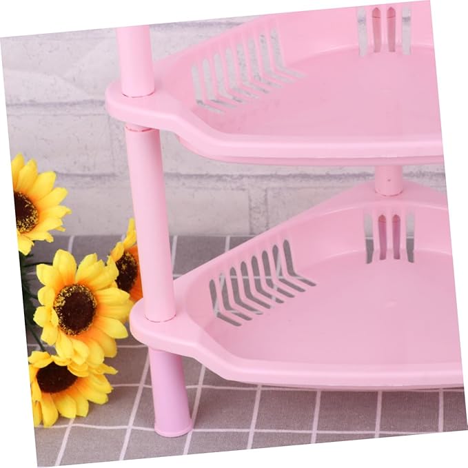 Ciieeo Plastic Basket Corner Shelf Storage Shelves Desk Stand Rack Bathroom Organizing Easy to Clean Assemble