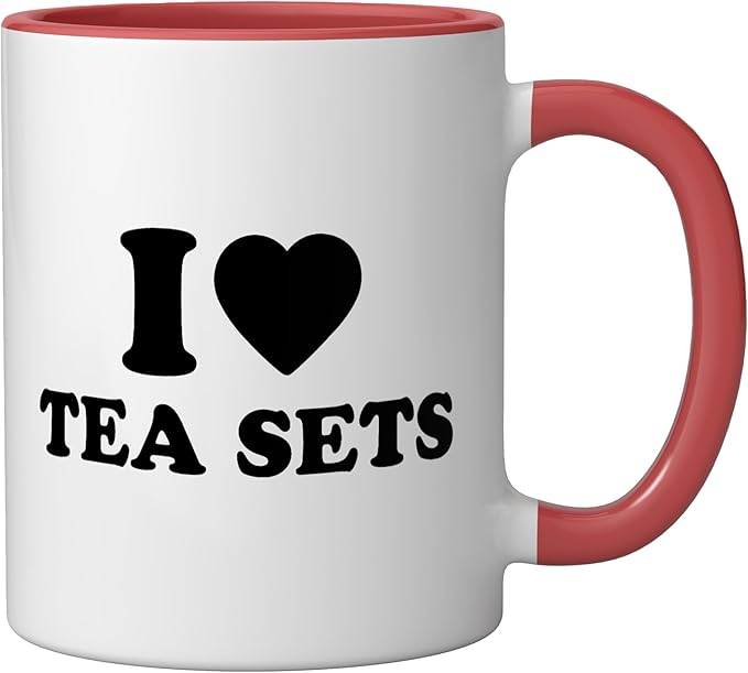 I Love Tea Sets Ceramic Mug, Red/White