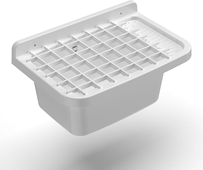 Adventa Wall Mounted Sink with Grid, Outdoor Resin, White, 50x35x24