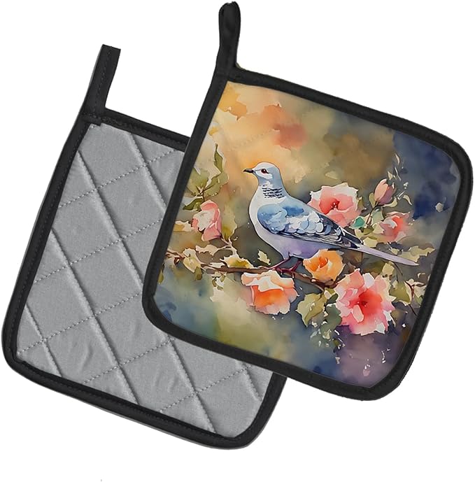 Caroline's Treasures Dove Pair of Pot Holders Kitchen Heat Resistant Pot Holders Sets Oven Hot Pads for Cooking Baking BBQ, 7 1/2 x 7 1/2