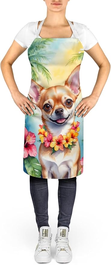 Caroline's Treasures Chihuahua Luau Apron Cooking Kitchen Server Baking Crafts Gardening for Adult Women Men, Unisex, Large, Multicolor