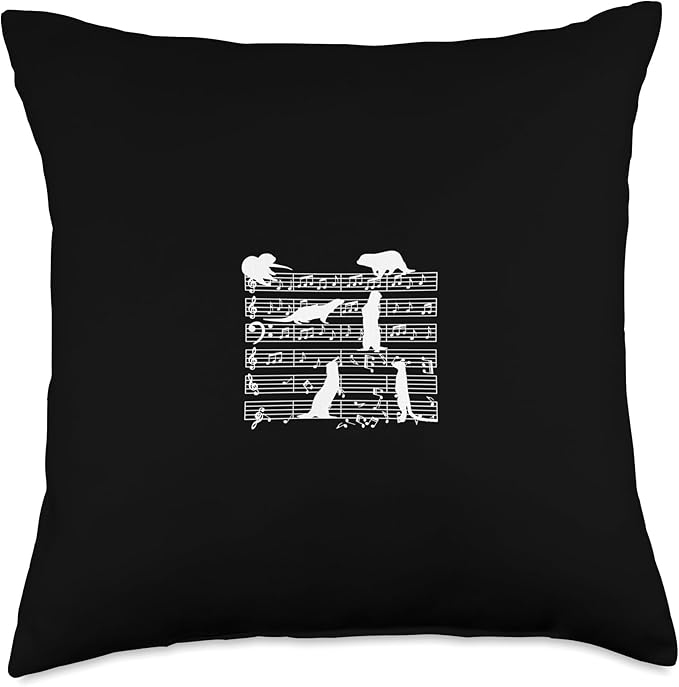 Music Notes with Meerkat on Music Sheet - Music Teacher Throw Pillow