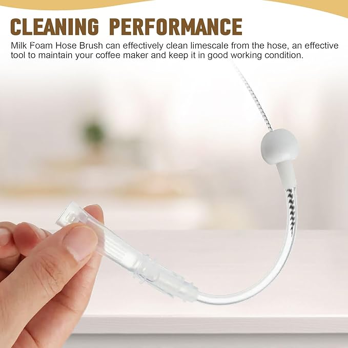 Milk Foamer Hose Brush, Pipe Tube Cleaner Brush for Espresso & Coffee Machine, Cleaning Glass Pipes, Baby Bottles, Straws & More - Nylon Bristles Cleaning Brushes with Flexible Handle, 12-1/2 Inches