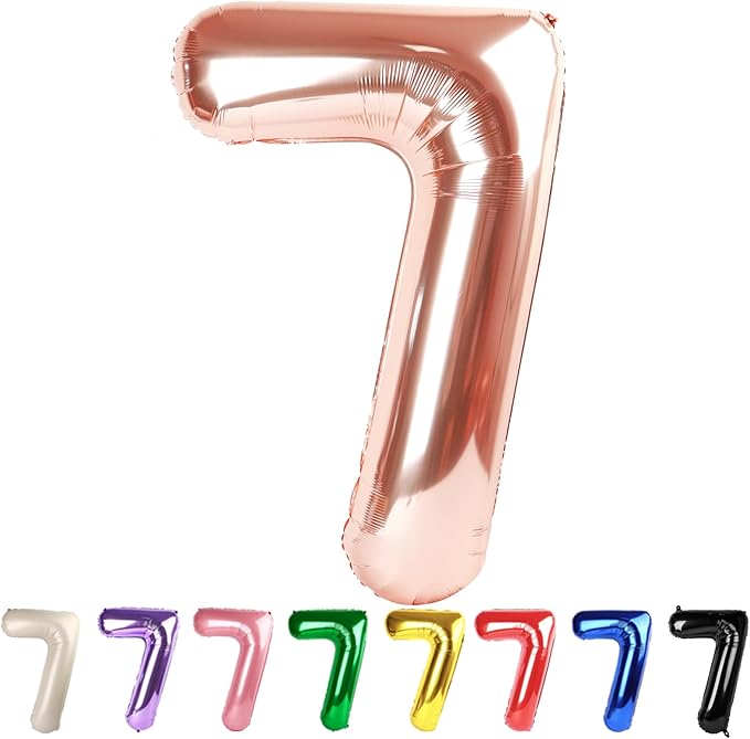 Number 7 Balloons Rose Gold Party Decorations for Women Men, 40 In Big 7th Balloons for Engagement, Wedding, Celebration Party, Graduations, Photo Shoot