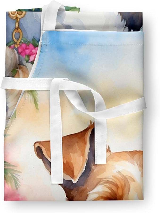 Caroline's Treasures Fox Terrier Luau Apron Cooking Kitchen Server Baking Crafts Gardening for Adult Women Men, Unisex, Large, Multicolor