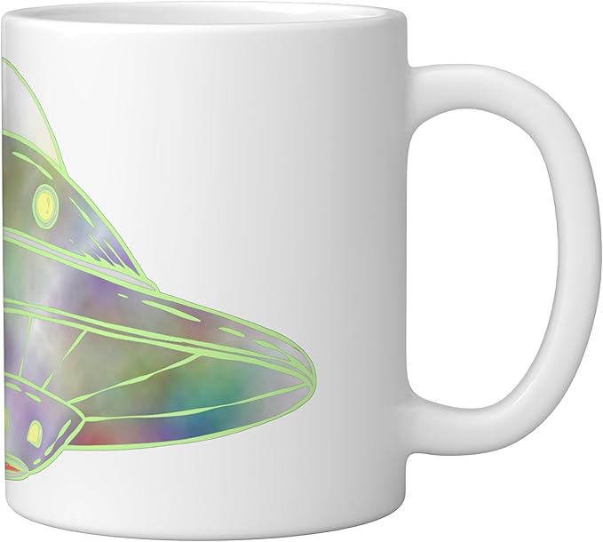 UFO UAP Flying Saucer Alien Spaceship Ceramic Mug, White