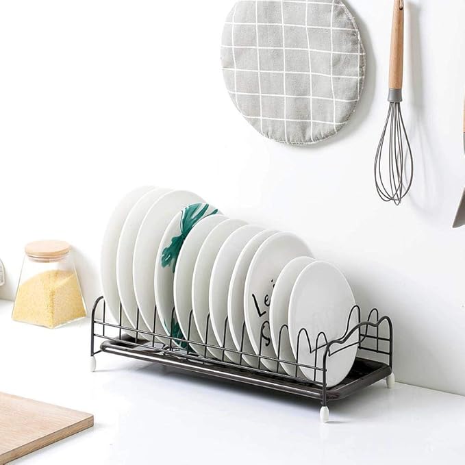 Iron Kitchen Dish Drying Rack Holder with Tray Tableware Storage Shelf Plate Dish Rack Drainer Cabinet Kitchen Organizer