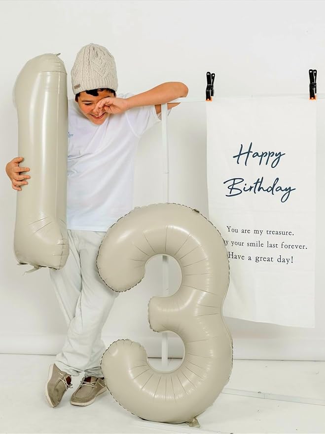 40 Inch Balloon 23 Number, Big Foil 23th Birthday Balloons Decorations for Women, Cream Number Balloon for 2 3 23 32 Wedding Memorial Day's Graduation Supplies
