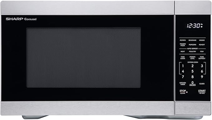 SHARP Countertop Microwave Oven with Removable 12.4" Carousel Turntable, 1000 Watt, 1.1 Cubic Feet, Stainless Steel