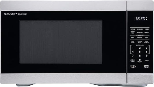 SHARP Countertop Microwave Oven with Removable 12.4" Carousel Turntable, 1000 Watt, 1.1 Cubic Feet, Stainless Steel