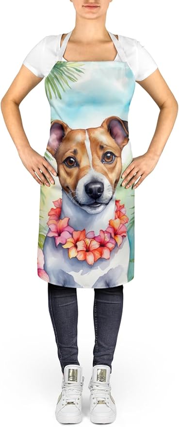 Caroline's Treasures Jack Russell Terrier Luau Apron Cooking Kitchen Server Baking Crafts Gardening for Adult Women Men, Unisex, Large, Multicolor