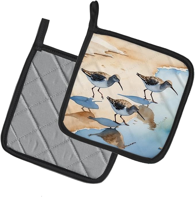Caroline's Treasures Sandpipers Pair of Pot Holders Kitchen Heat Resistant Pot Holders Sets Oven Hot Pads for Cooking Baking BBQ, 7 1/2 x 7 1/2