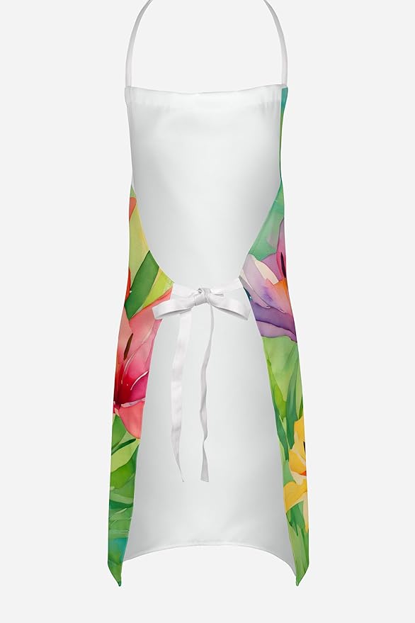 Caroline's Treasures Lilies in Watercolor Apron Cooking Kitchen Server Baking Crafts Gardening for Adult Women Men, Unisex, Large, Multicolor