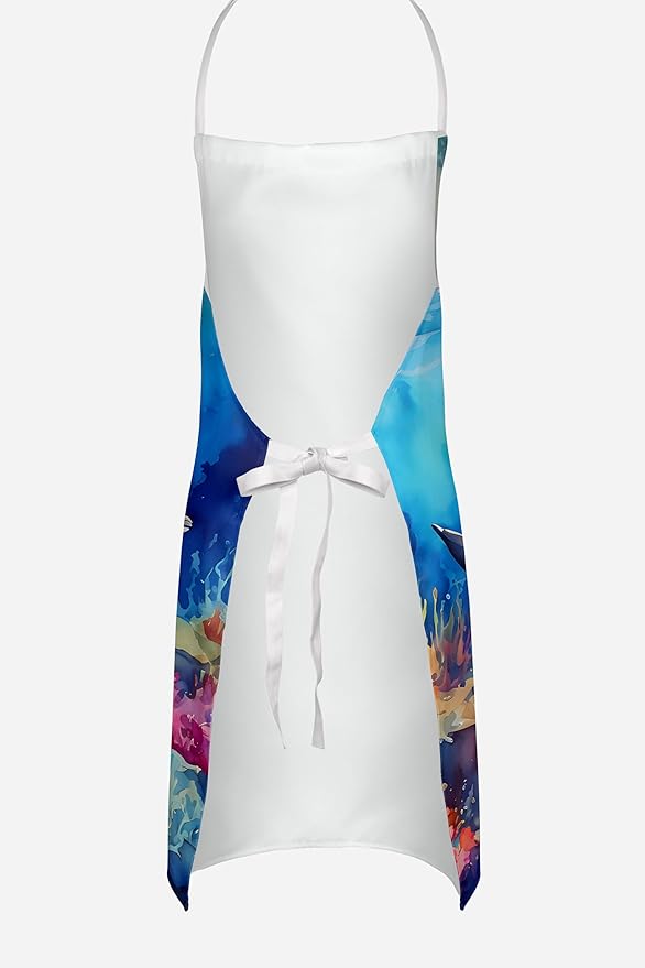 Caroline's Treasures Dolphin Apron Cooking Kitchen Server Baking Crafts Gardening for Adult Women Men, Unisex, Large, Multicolor