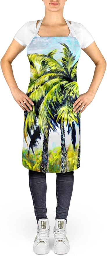 Caroline's Treasures Tropical Breeze Palm Trees Apron Cooking Kitchen Server Baking Crafts Gardening for Adult Women Men, Unisex, Large, Multicolor