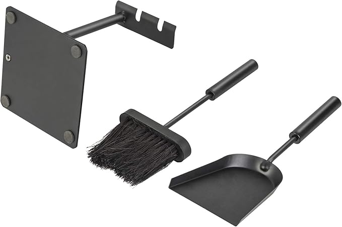 Hearth Tidy Set, All Black, Wood Stove Tool Set, Fireplace Companion Set