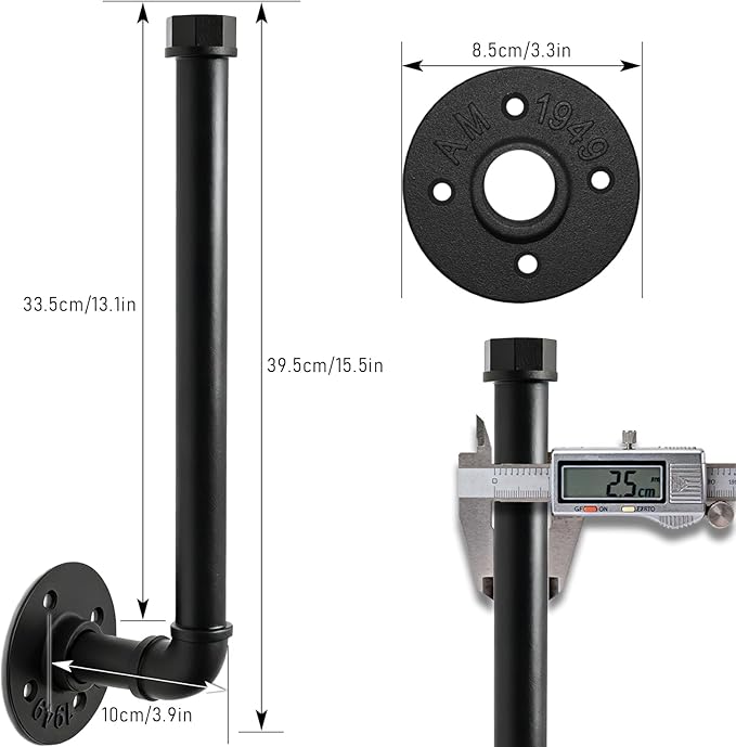 Wall Mount Industrial Paper Towel Holder, Heavy-Duty Retro Country Paper Towel Holder for Kitchen, Bathroom, Bedroom, and Outdoor Use, Black, 13 Inch (1 Pack)