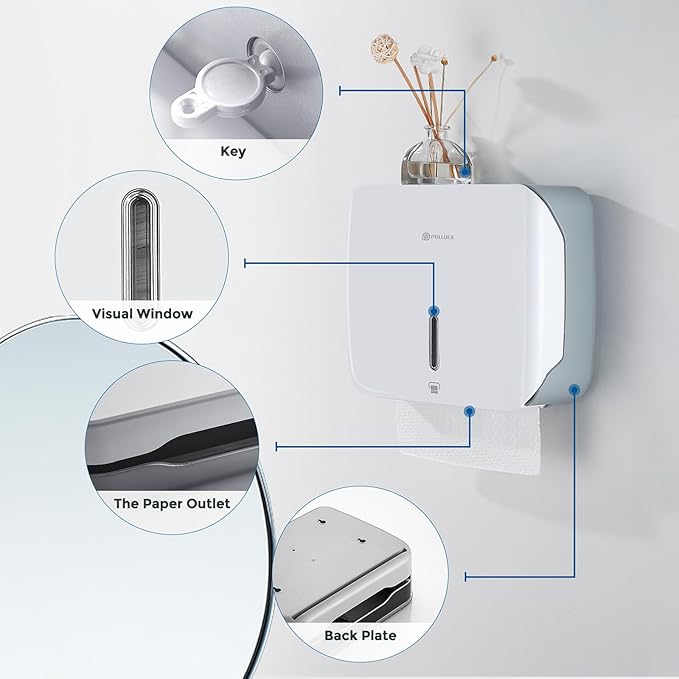 Paper Towel Holder Dispenser Wall Mount,Multifold/Trifold/C Fold Hand Towel Dispenser,Commercial Paper Towel Dispenser for Bathroom Tissue Dispenser,Large Capacity 200 Sheets