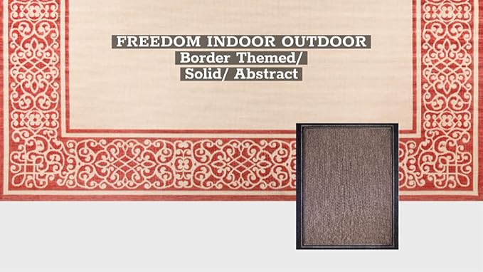 Gertmenian Indoor Outdoor Classic Flatweave Area Rug, Stain & UV Resistant Carpet, Deck, Patio, Poolside & Mudroom, 8x10 Ft Large, Border, Black Tan, 21515