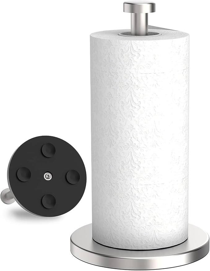 Paper Towel Holder Countertop | Metal Bathroom Towel Holder Stand,Stainless Steel Countertop, Vertical Dispenser for Bathroom Kitchen