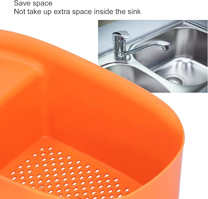 Drain Basket, Vegetable Strainers Sink Drain Rack Fruit Drainer 3X8.3 Inch Vegetable Washing Basket for Toilet for Kitchen for Sinks for Bathroom(orange)