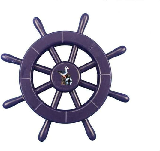 Hampton Nautical Dark Blue Decorative Ship Wheel with Seagull 12"