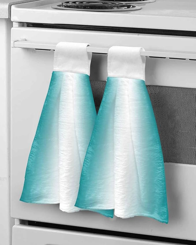 Alandar Home Kitchen Tie Towel Set of 1, Water Ducks Green White Gradual Absorbent Soft Hand Towels for Bathroom Hanging Towels, Minimalist Art Fast Drying Cleaning Cloth with Loop