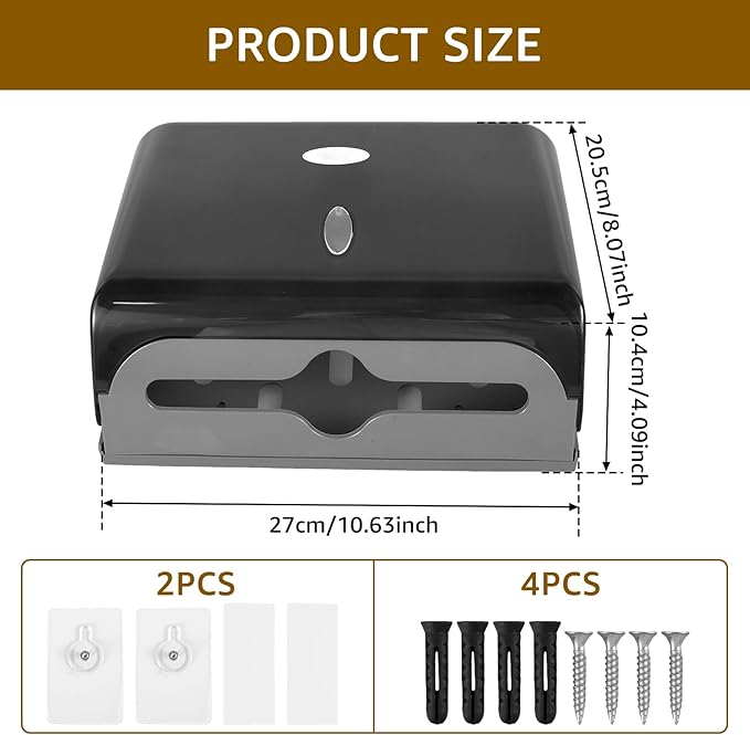 Paper Towel Dispensers, Wall Mount Commercial Toilet Tissue Dispensers Paper Towel Holder C-Fold/Multifold Paper Towel Dispenser for Bathroom, Kitchen(Black)