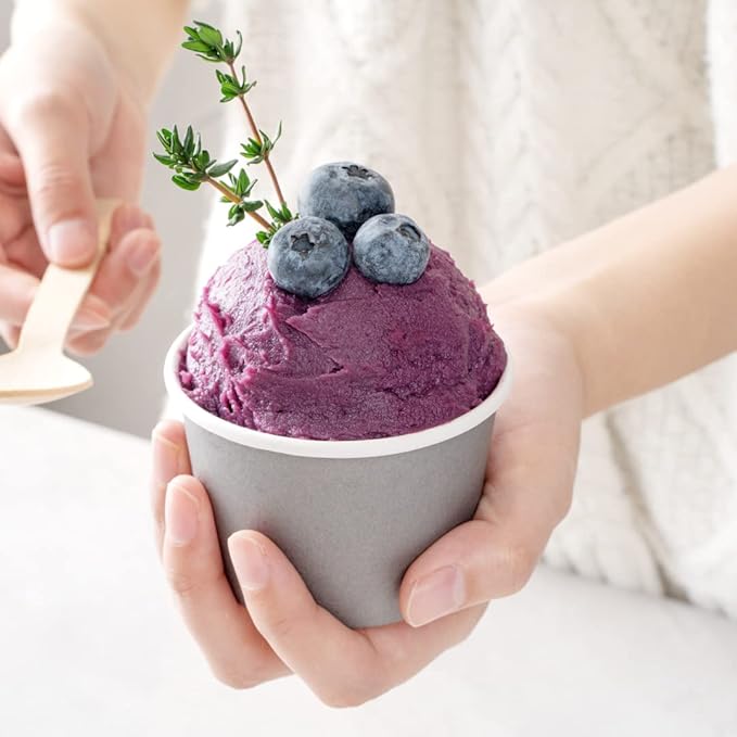 Coppetta 4 Ounce Dessert Cups, 50 Disposable Ice Cream Cups - Lids Sold Separately, Heavy-Duty, Gray Paper Frozen Yogurt Bowls, For Hot And Cold Foods, Perfect For Gelato Or Mousse - Restaurantware