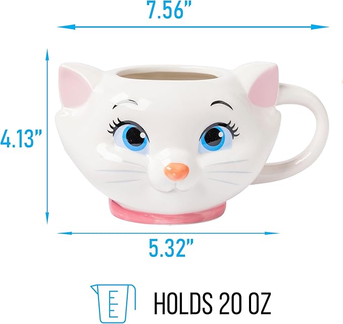 Silver Buffalo Disney Aristocats Marie Face Ceramic 3D Sculpted Mug, 20 Ounces