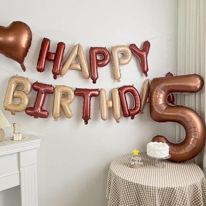 40 Inch Large Number Balloon, 4 Mylar Foil Helium Coffee Brown Ballon for 4th 14 40 44 Birthday Party, Balloon Number 4 for Graduations Anniversary Baby Shower