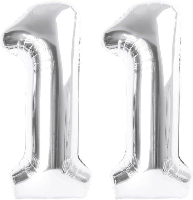 11 Balloon Number for One Birthday, Silver Balloon Numbers 40 Inch for Baby Shower, Big Baloon for 11 Frozen Birthday Wedding Anniversaries Party