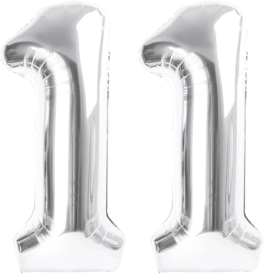 11 Balloon Number for One Birthday, Silver Balloon Numbers 40 Inch for Baby Shower, Big Baloon for 11 Frozen Birthday Wedding Anniversaries Party