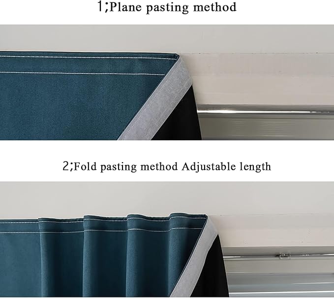 AJAZZ self Adhesive Portable 100% Blackout Curtains Simple and Easy to installBedroom Window Thermal Lnsulated Kitchen Room Darkening Black Small Drapes 1-Pack