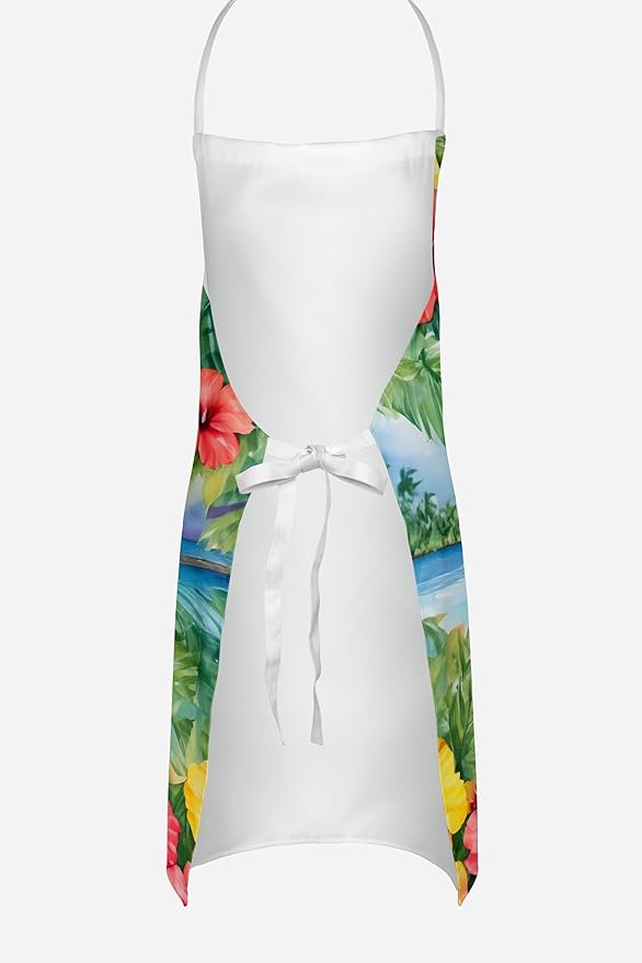 Caroline's Treasures Boston Terrier Luau Apron Cooking Kitchen Server Baking Crafts Gardening for Adult Women Men, Unisex, Large, Multicolor