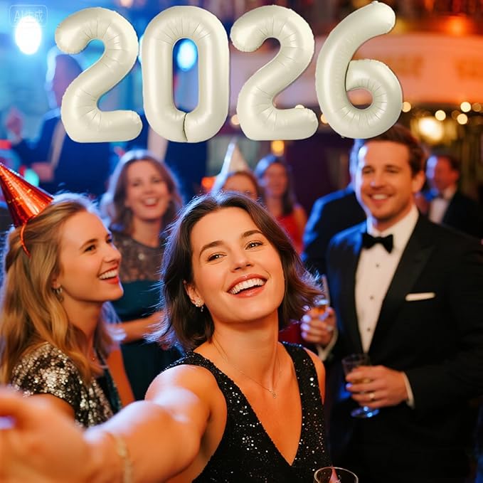 Cream White 2026 Number Balloons, 2026 Decorations New Years, 40 Inch Balloon for New Years Eve Decorations & Graduation Decoration Party Supplies, 2 6 20 26 Birthday Parties