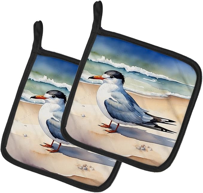 Caroline's Treasures Tern Resting Pair of Pot Holders Kitchen Heat Resistant Pot Holders Sets Oven Hot Pads for Cooking Baking BBQ, 7 1/2 x 7 1/2