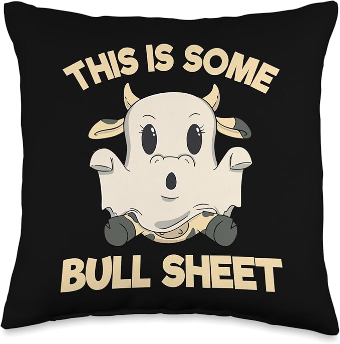 Bull Sheet Ghost Cow Halloween Funny This Is Bull Sheet Throw Pillow