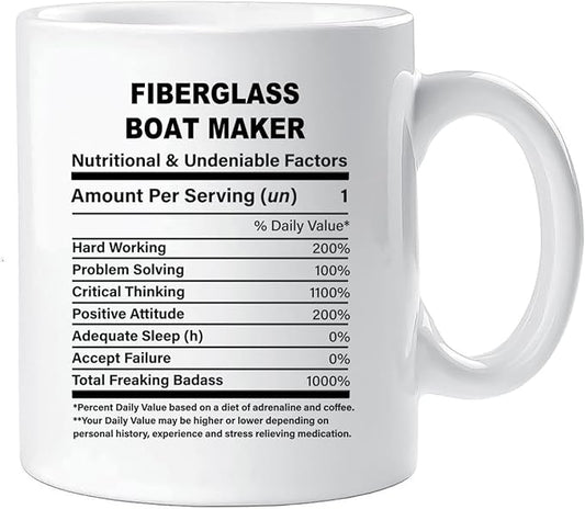 Funny Gift for Fiberglass Boat Maker, Fiberglass Boat Maker Nutrition Mug, Best Fiberglass Boat Maker Gift Ideas, Graduation, Funny Fiberglass Boat Maker Birthday Mug
