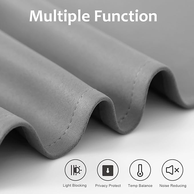 WdFour French Door Curtains with Silky Feel Thermal Insulated Noise Reducing Blackout Curtains for Glass Door Office (25W x 80L, 1 Panel, Light Gray)