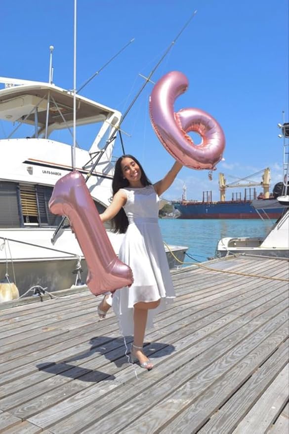 Pearl Pink Number Balloons 16, 40 In 16th Birthday Decorations for Boys Girls, Happy 61st Birthday Party Decorations Balloons for Engagement, Wedding, Celebration Party, Graduations