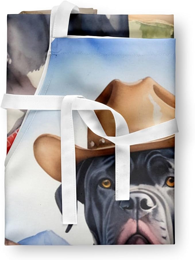Caroline's Treasures Cane Corso Cowboy Welcome Apron Cooking Kitchen Server Baking Crafts Gardening for Adult Women Men, Unisex, Large, Multicolor