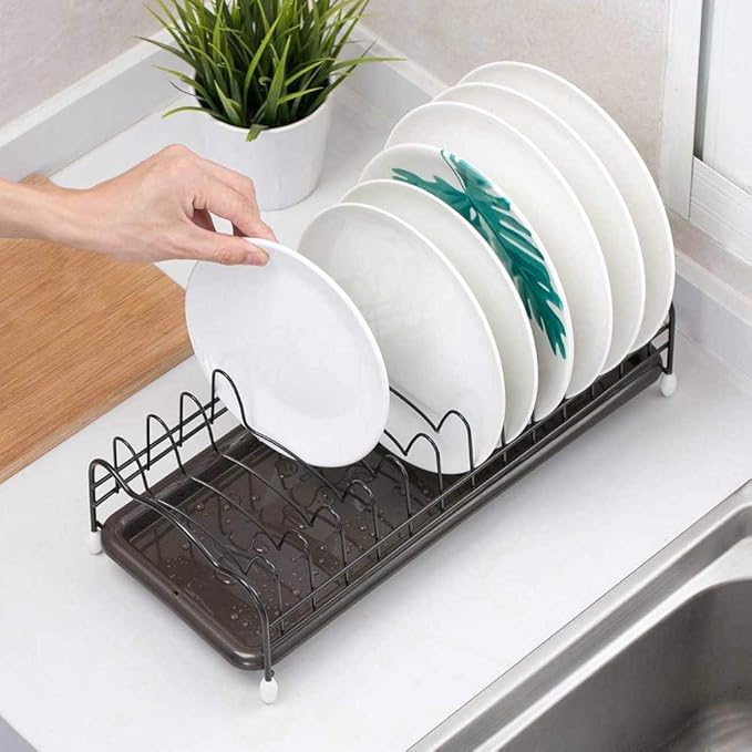 Iron Kitchen Dish Drying Rack Holder with Tray Tableware Storage Shelf Plate Dish Rack Drainer Cabinet Kitchen Organizer